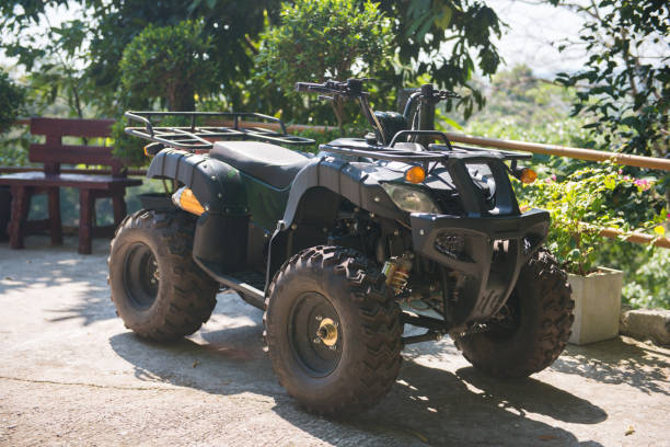 atv motorcycle on four wheels off road atv motorcycle on four wheels off road, extreme 4 wheel motorbike stock pictures, royalty-free photos & images
