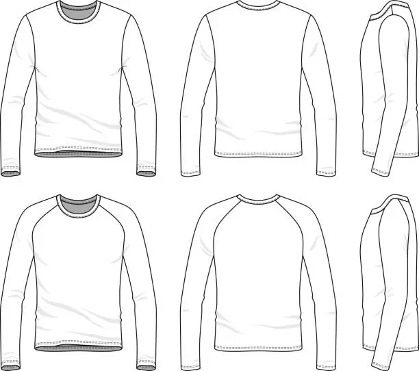 Vector illustration of Vector templates of blank tee