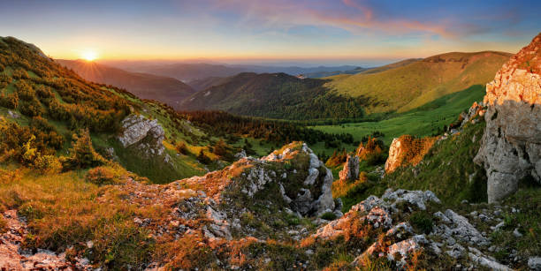 istock Mountain sunset panorama landcape in Slovakia, Suchy peak 698567788
