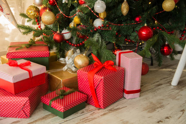 istock Gifts under a Christmas spruce 698584514