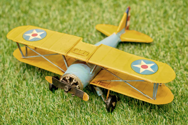 miniature airplane close up, vintage
