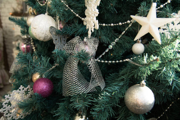istock Close up of decorated Christmas tree 698584674