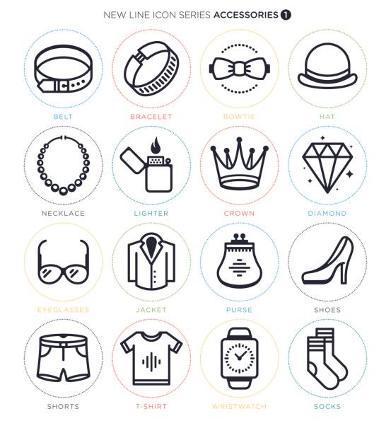 illustrations, cliparts, dessins animés et icônes de accessoires icon set - short necklace