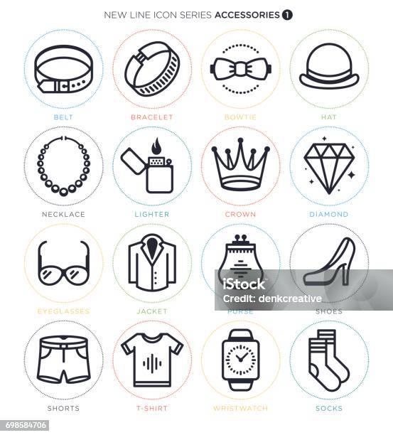Accessories Icon Set Stock Illustration - Download Image Now - Bracelet, Icon Symbol, Necklace