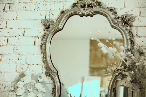 istock Vintage interior with a mirror in beautiful frame 698586862