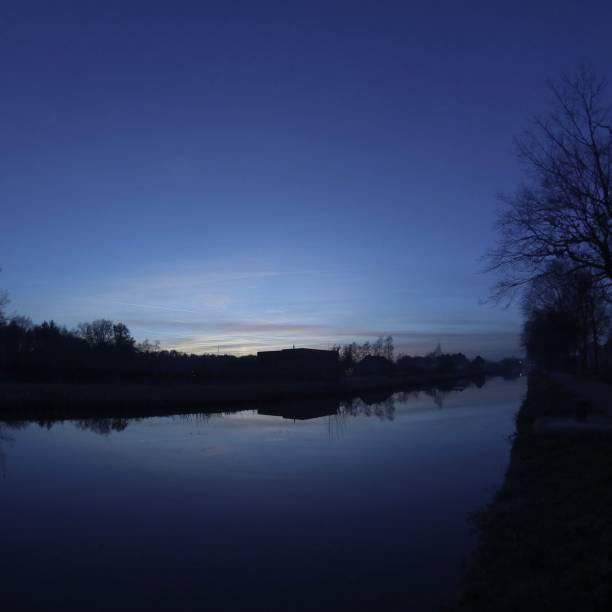 istock Countryside landscape, sunset over the river 698594346