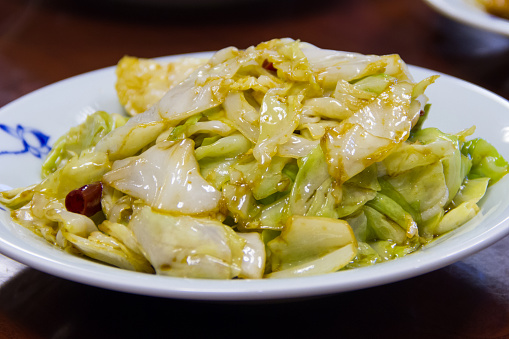 Stir fried cabbage with fish sauce