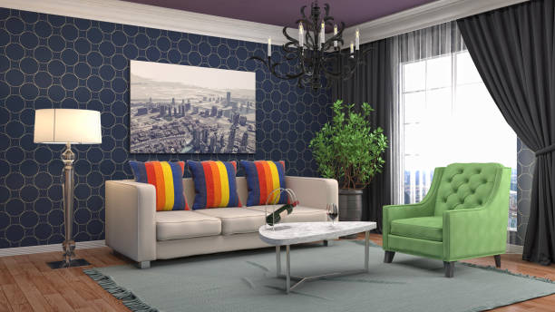 istock Interior living room. 3d illustration 698611074