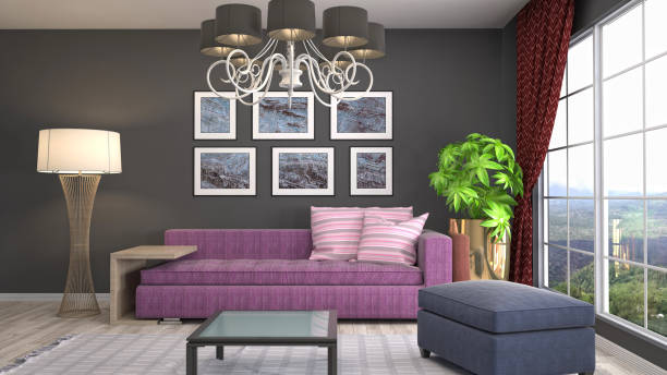 istock Interior living room. 3d illustration 698611122