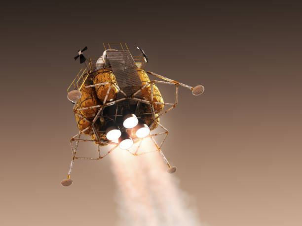 Mars Lander In The Atmosphere Of The Red Planet Mars Lander In The Atmosphere Of The Red Planet. 3D Illustration. lander spacecraft stock pictures, royalty-free photos & images