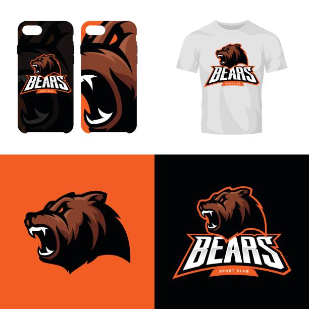 illustrations, cliparts, dessins animés et icônes de bear head concept d’icône isolé vector sport club. - characters sport animal baseballs