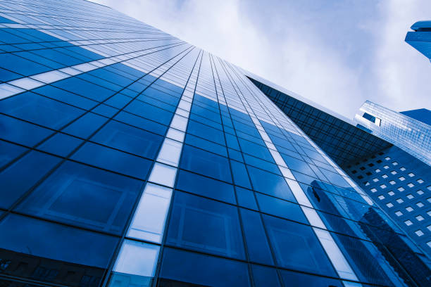istock Office building in blue tones - detail view 698640872