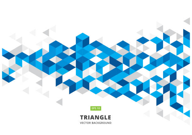 多角形の三角形、キューブのパターンで抽象的なブルー幾何学的背景。パンフレット、リーフレット、フライヤーのデザインの色三角形とデザインのテンプレート。ベクトル - background tile illustrations点のイラスト素材／クリップアート素材／マンガ素材／アイコン素材