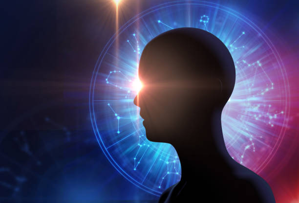 istock silhouette of virtual human on Astrology and alchemy sign . 698648448