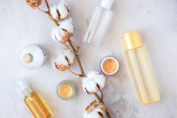 istock Natural skincare beauty products from above 698653778