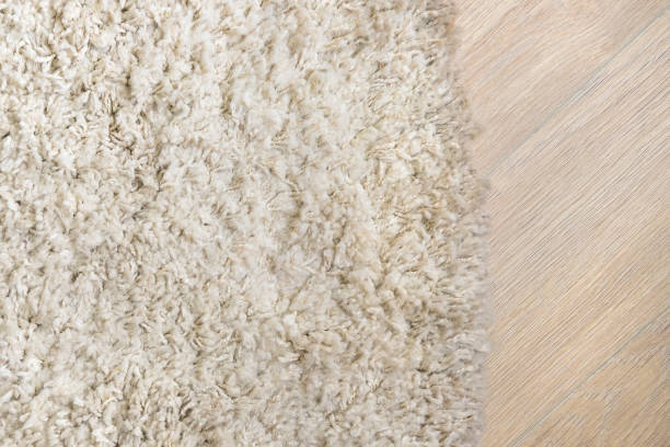 istock Wooden laminate floor and soft carpet 698654512