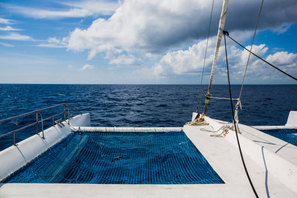 istock Sailing yacht catamaran sailing in the sea. 698658444