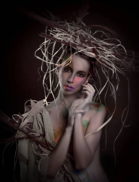 istock Woman with wild look posing in fantasy atmosphere 698673224