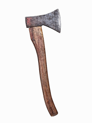 Old axe isolated on white background