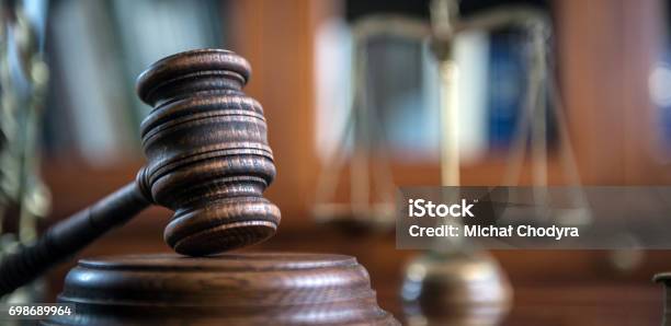 Law And Justice Concept Mallet Of The Judge Books Scales Of Justice Stock Photo - Download Image Now