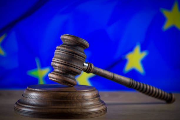 istock Law and Justice concept. EU flag 698718770