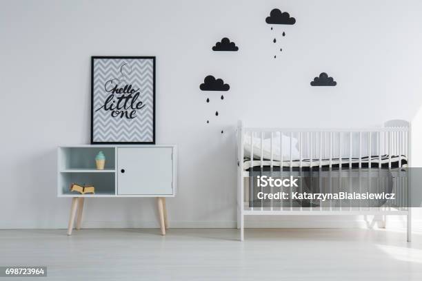 Sweet Monochromatic Nursery Stock Photo - Download Image Now - Bedroom, Black And White, Child