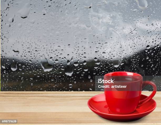 Rain Stock Photo - Download Image Now - Cafe, Rain, Table