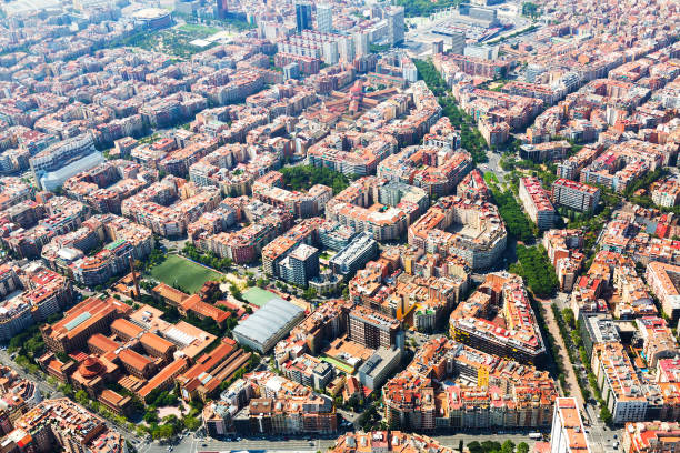 istock Aerial view of residential district. Barcelona 698732700