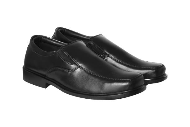 istock Black leather men's shoes isolated on white background 698733778