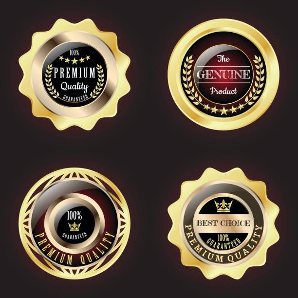 istock Set of Golden Premium Quality Badge 698733972