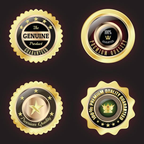 istock Set of Golden Premium Quality Badge 698743504