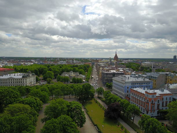 istock Riga Old Town Aerial drone top view 698746214