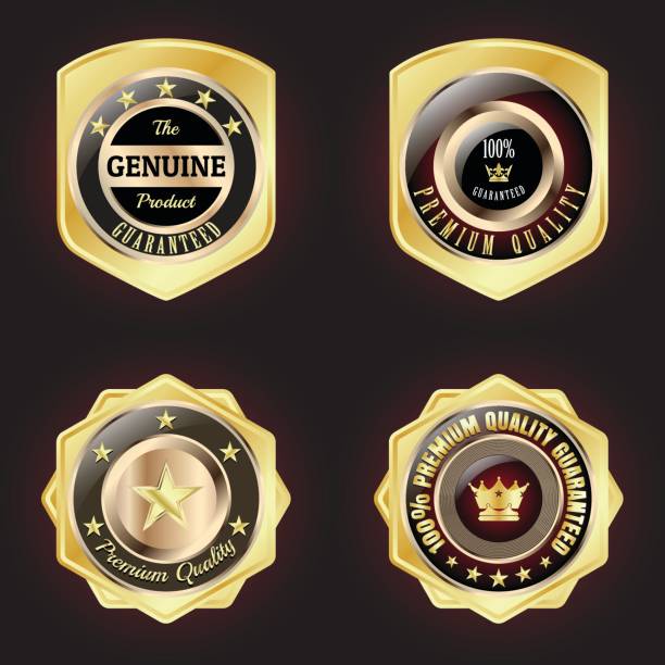 istock Set of Golden Premium Quality Badge 698746236