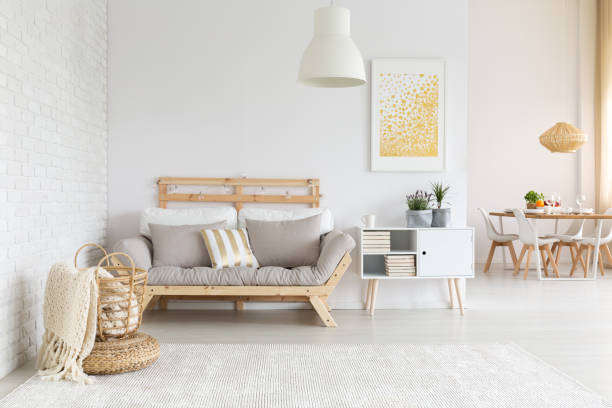 istock White and beige in living room 698758184