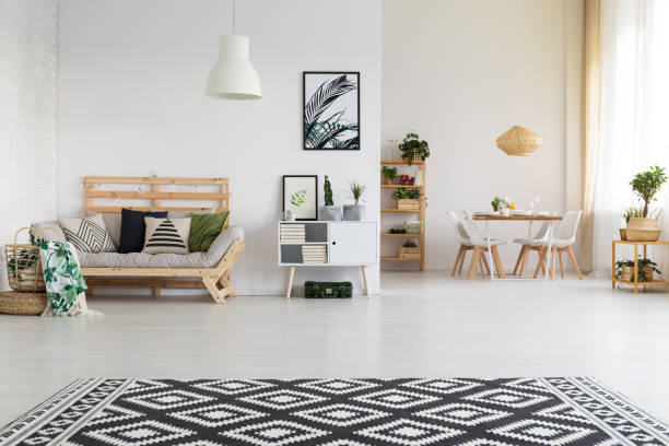 istock Ethnic and simple living room 698758200