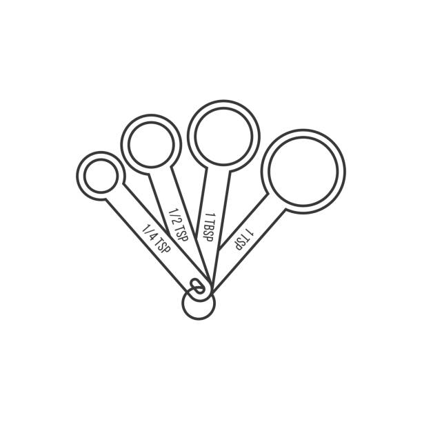 measuring spoon measuring spoon, outline design icon teaspoon stock illustrations