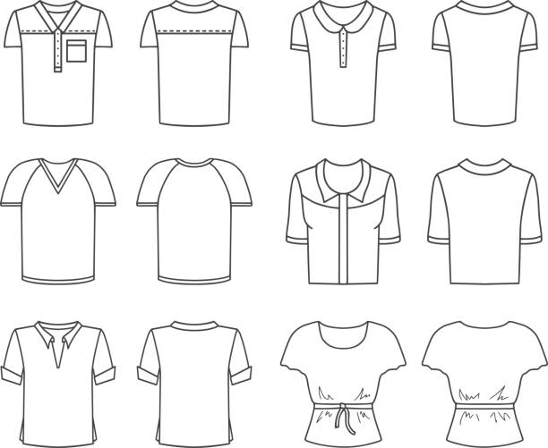 남자와 여자의 t-셔츠 - t shirt men template clothing stock illustrations