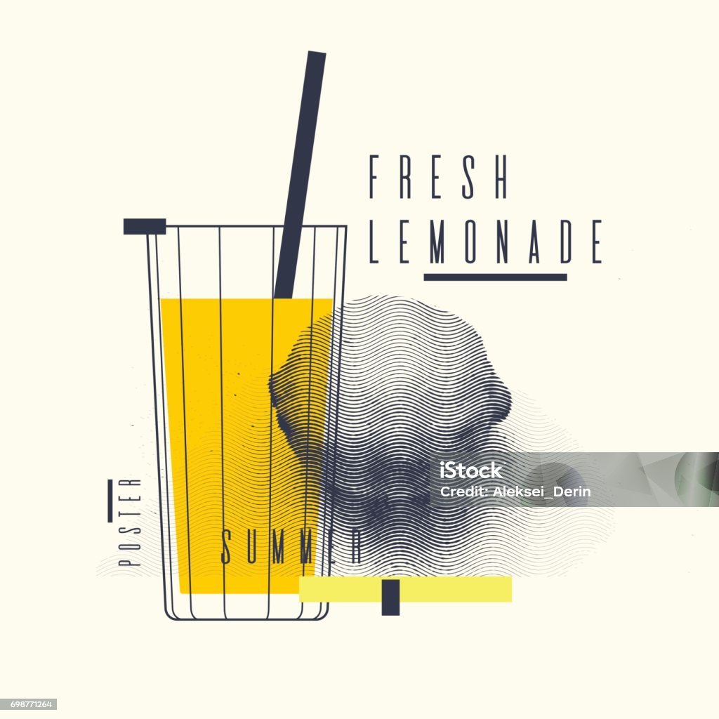 Poster elegante limonata fresca, grafica alla moda - arte vettoriale royalty-free di Fotomontaggio