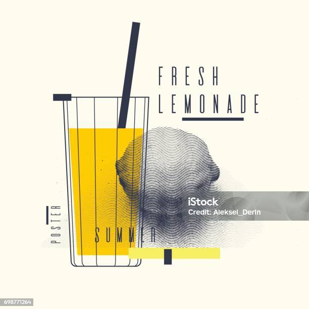 Fresh Lemonade Stylish Poster Trendy Graphics - Arte vetorial de stock e mais imagens de Montagem - Montagem, Imagem Manipulada, Limão