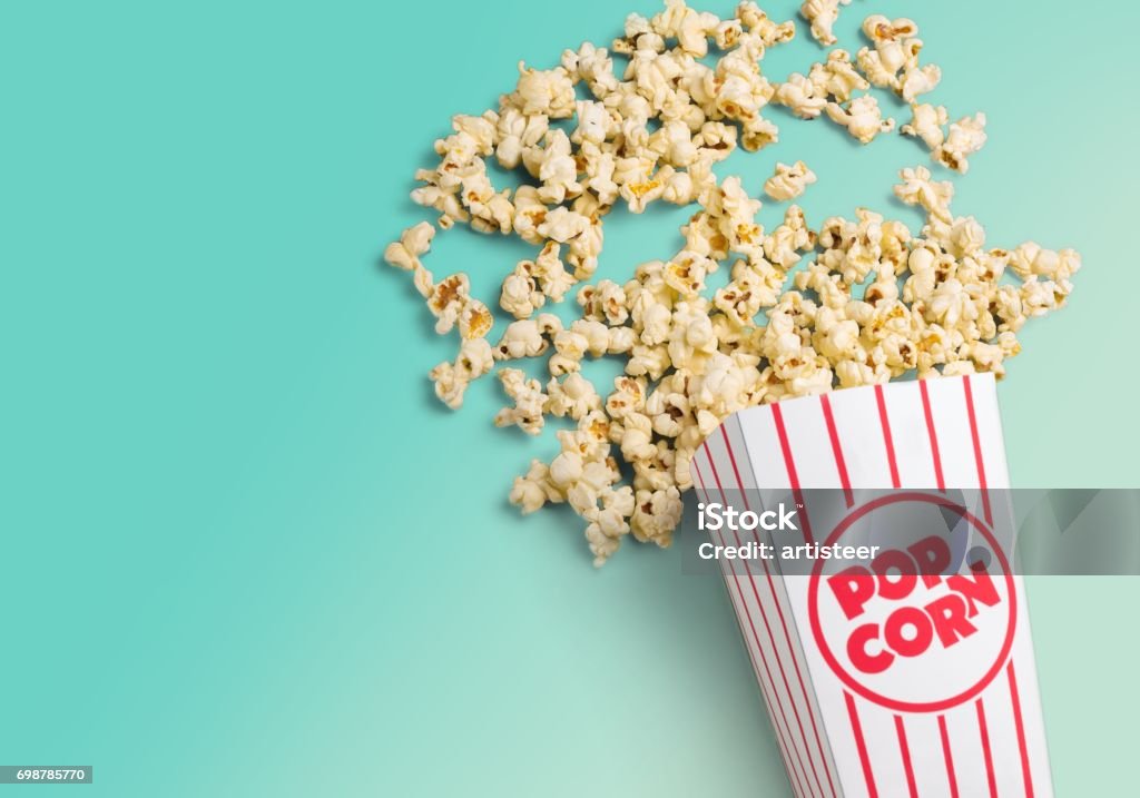 Popcorn. Popcorn food in box  on background Popcorn Stock Photo