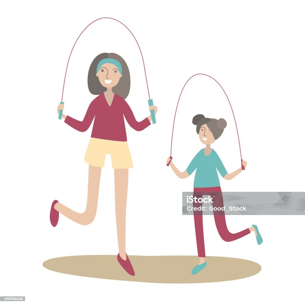 Mẹ Và Con Gái Nhảy Dây Thể Thao Gia Đình Và Hoạt Động Thể Chất Với ...