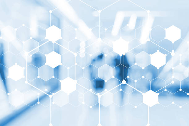 blurred image of polygon and abstract people background for technology concept