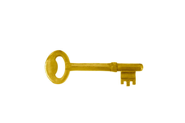istock vintage gold key isolated on  white background, with clipping path. 698792458