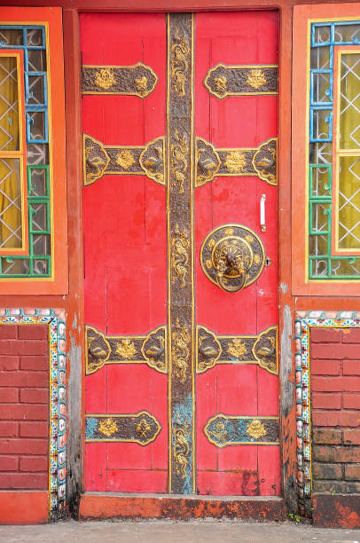 istock door with pattern chinese style in nepal 698814890