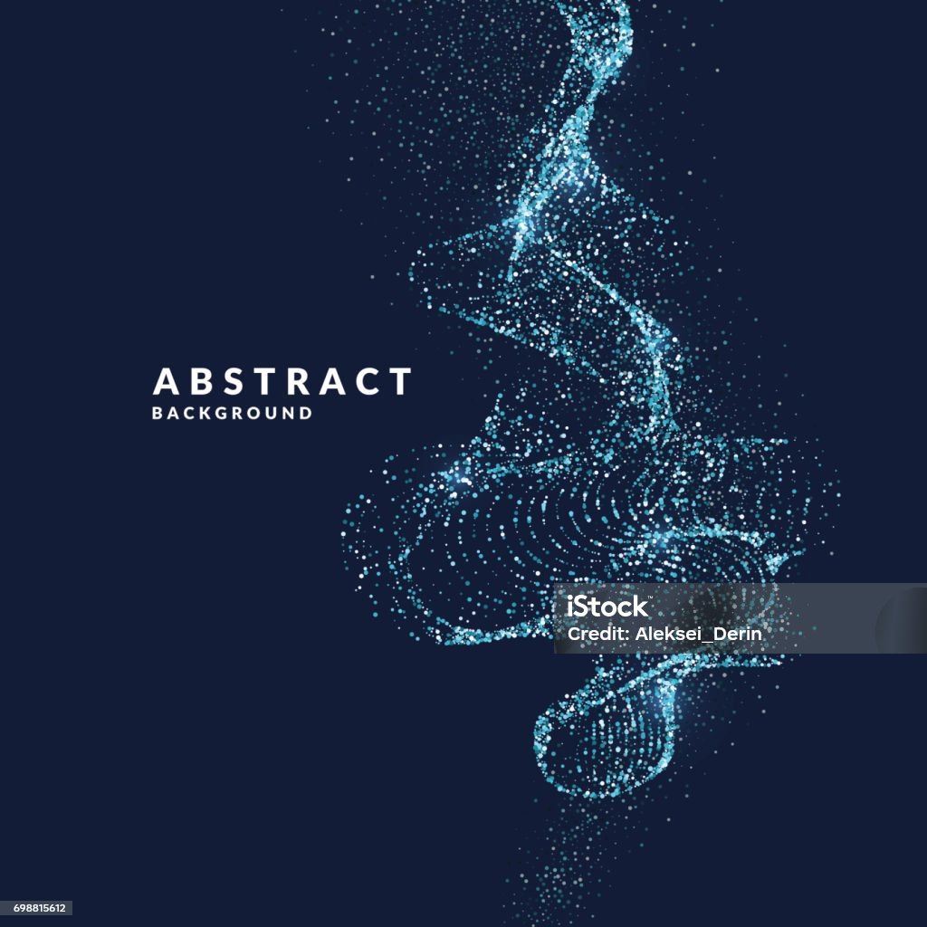 Vector illustration of a magic wave with shining particles of glitter on a dark background. Abstract concept Vector illustration of a magic wave with shining particles of glitter on a dark background. Abstract concept for template design of websites Particle stock vector