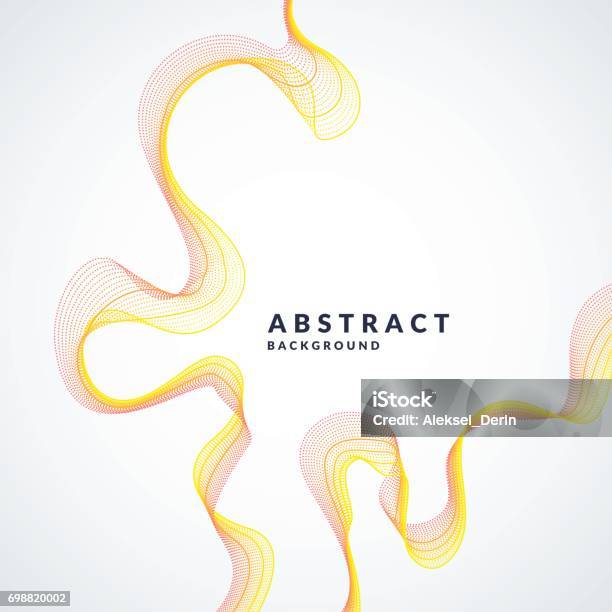 Vector Abstract Background With A Colored Dynamic Waves Line And Particles Illustration In Minimalistic Style Stock Illustration - Download Image Now