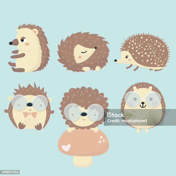 Vector Set Of Porcupine Stock Illustration - Download Image Now - Hedgehog, Porcupine, Animal