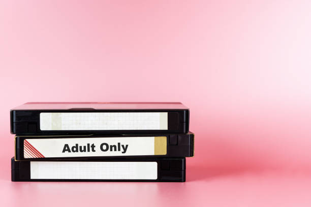 Adult movie only labeled on Video Tape for Pornography movie concept stock photo