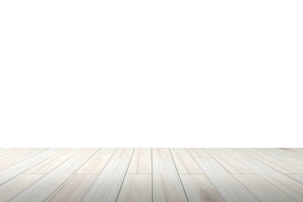 istock Empty wooden table or shelf wall isolated on white background, For present your products. 698847332