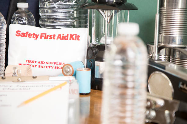 istock Emergency preparation, natural disaster supplies. 698911594